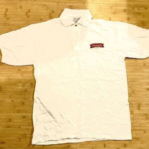 NOS Rheingold Beer NYC 1883 vintage men’s white golf polo shirt RARE! LARGE